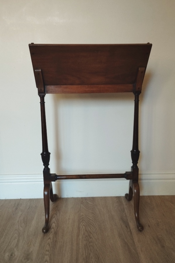 Antique Mahogany Book Trough on Tapering Turned Supports
