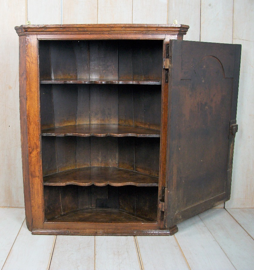 18th Century Oak Barrel Back Corner Cupboard