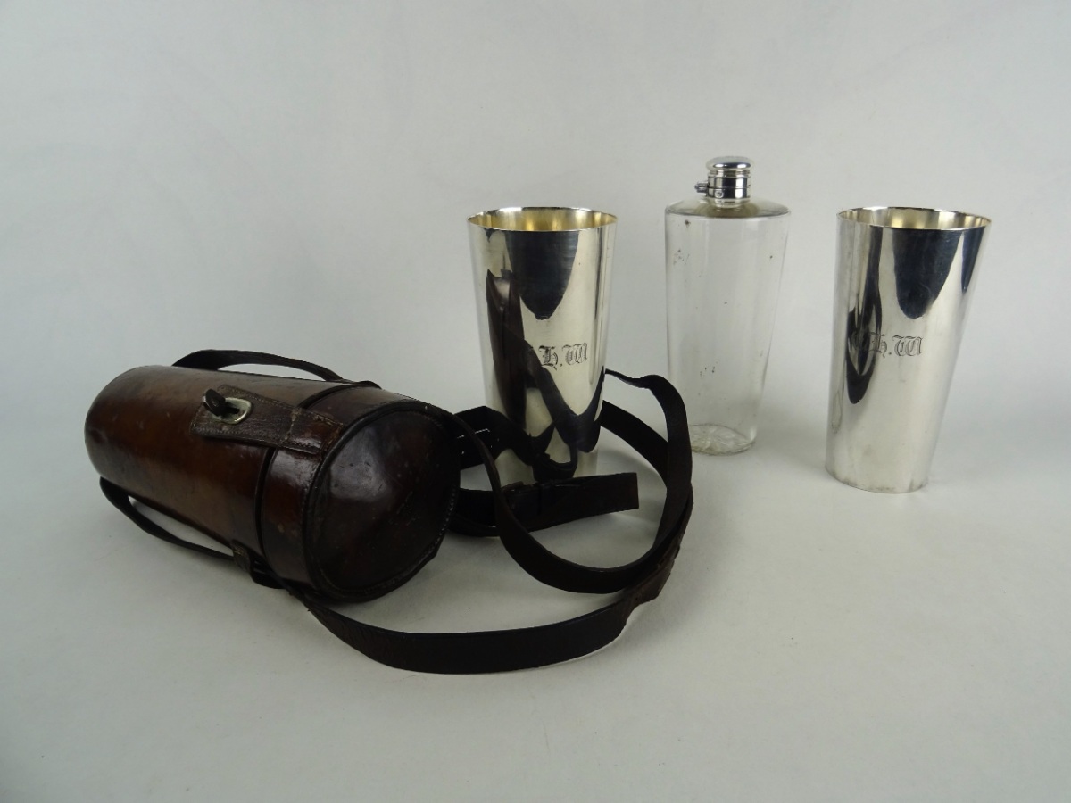 19th Century Campaign Spirit Flask And Beakers