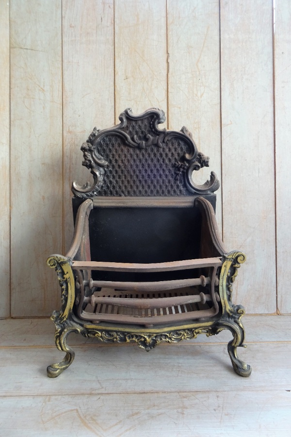 Cast Iron and Brass Georgian Revival Fire Basket (1).JPG