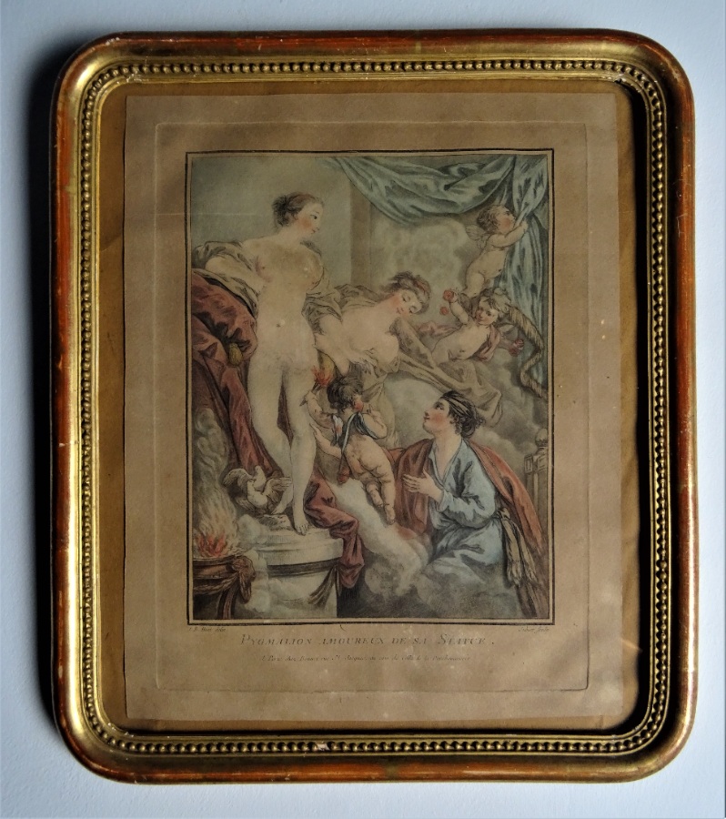 Antique Gilt Framed Georgian Print depicting  the Pygmalion myth