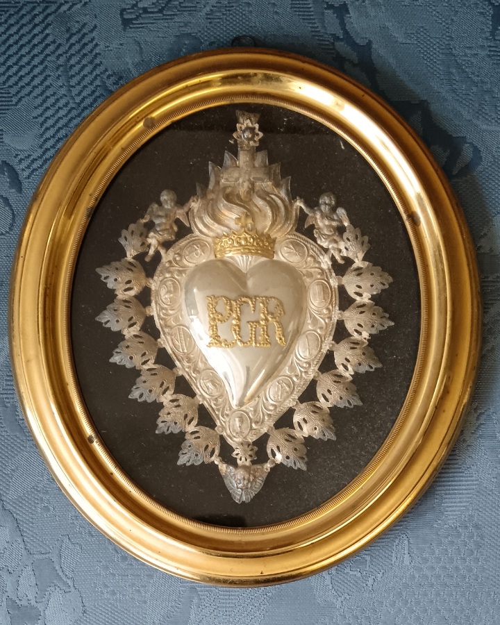 Antique Italian Sacred Heart Ex Voto