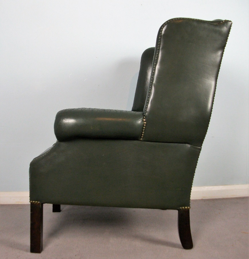 Georgian Style Leather Wing Back Chair