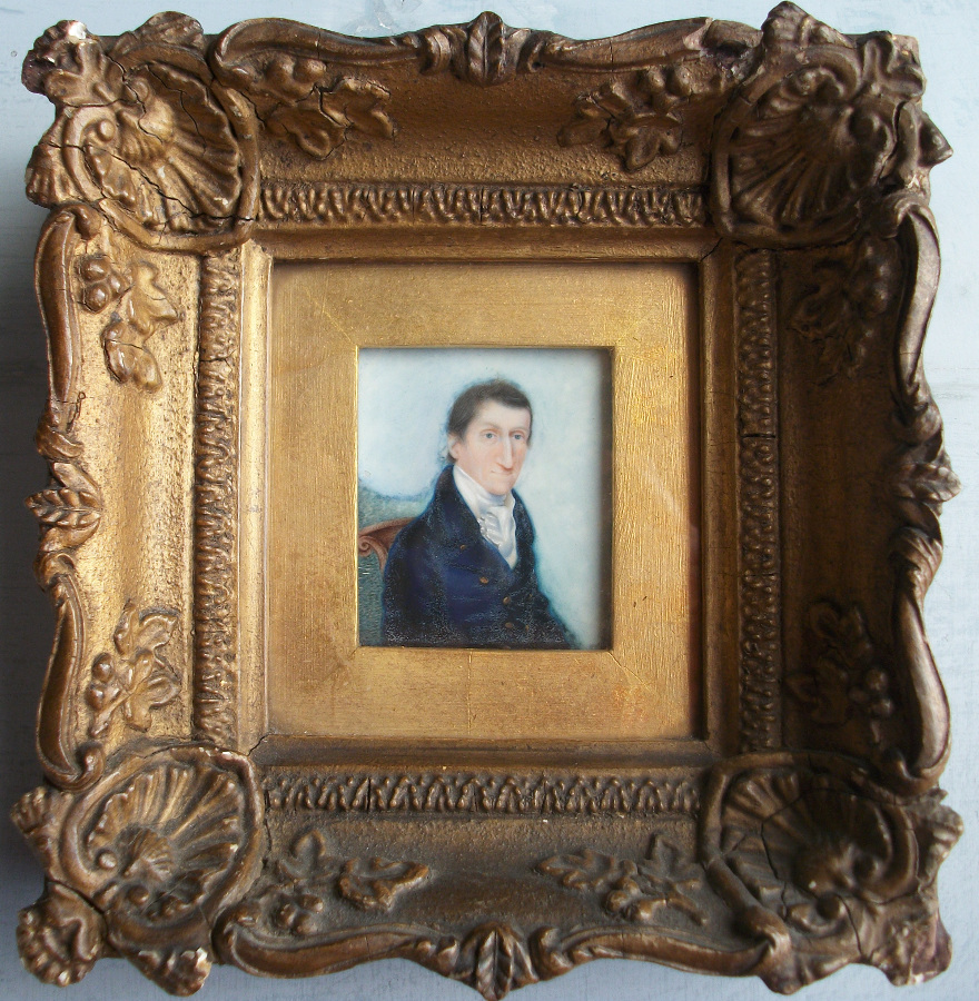 Antique Portrait Miniature on Ivory of a Gentleman