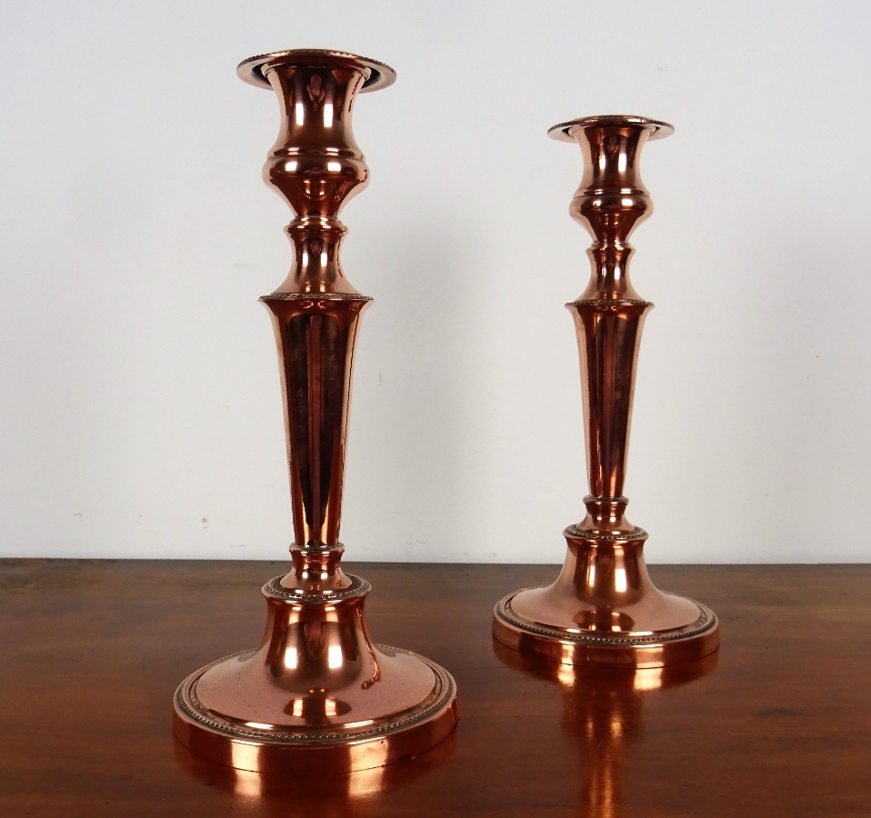 Pair of Antique Copper Candlesticks