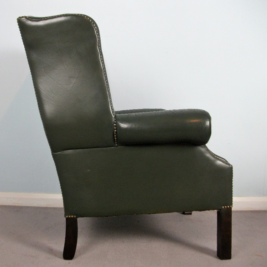 Georgian Style Leather Wing Back Chair