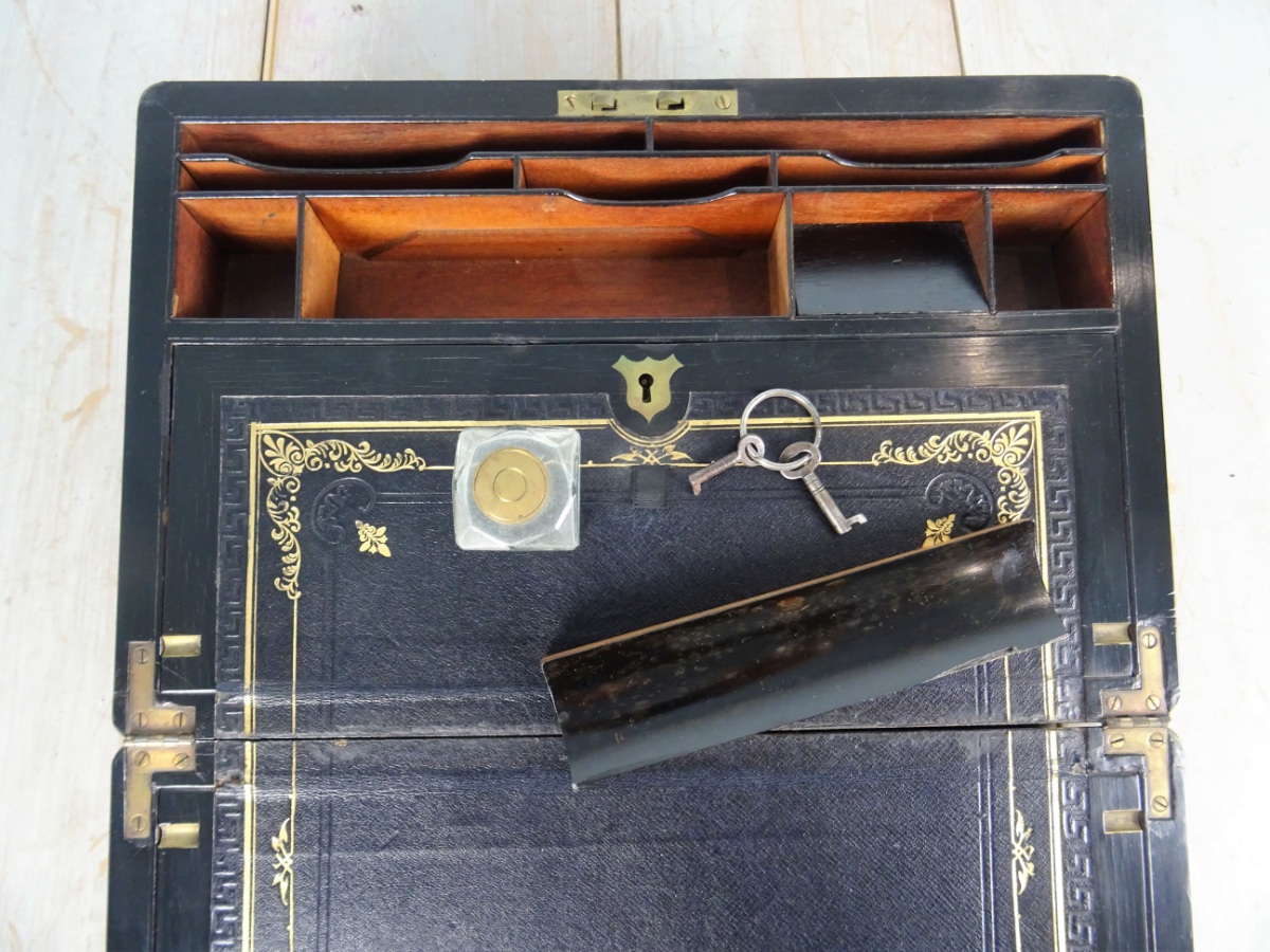 Victorian Campaign Brass Bound Coromandel Writing Slope