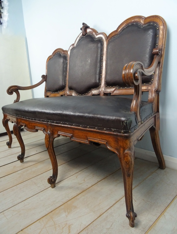 Italian 19th C Settee Hall Seat Sofa