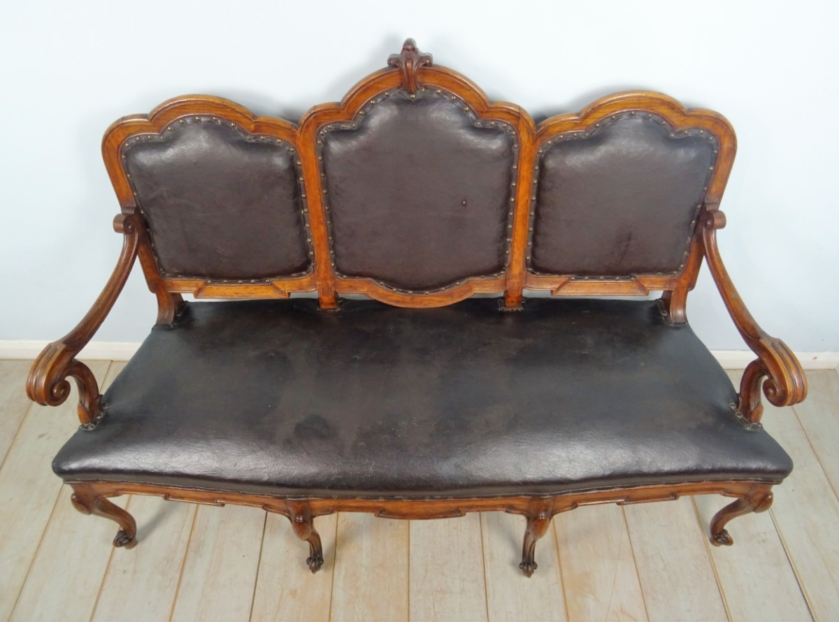 Italian 19th C Settee Hall Seat Sofa