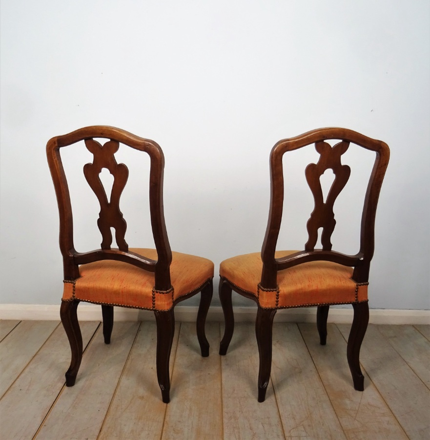 Pair Of Italian Walnut 18th Century Chairs