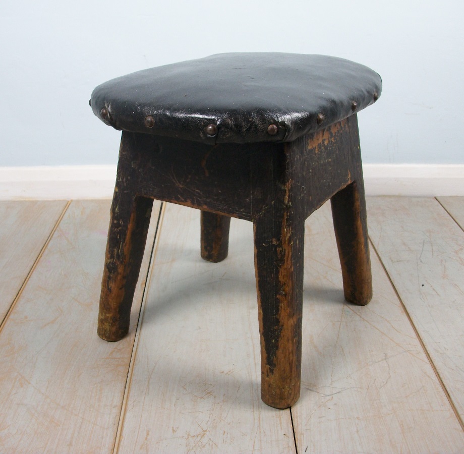 small leather seat milking stool