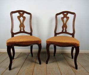 Pair Of Italian Walnut 18th Century Chairs